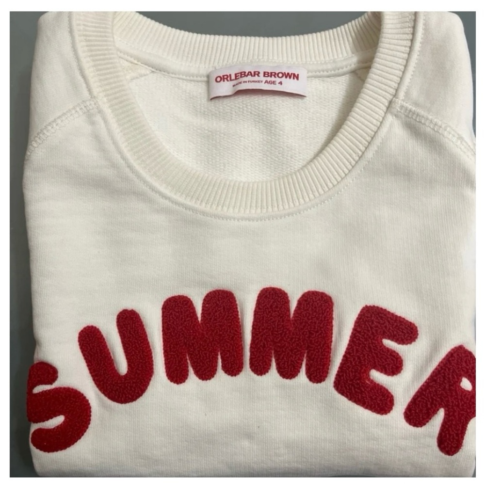 Orlebar Brown White Sweatshirt with Red Lettering